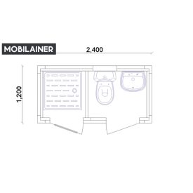 DUÓ WC+ TUSOLÓ KONTÉNER - 240x120x260 cm