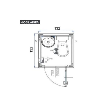 WC-KONTÉNER 132x132 cm