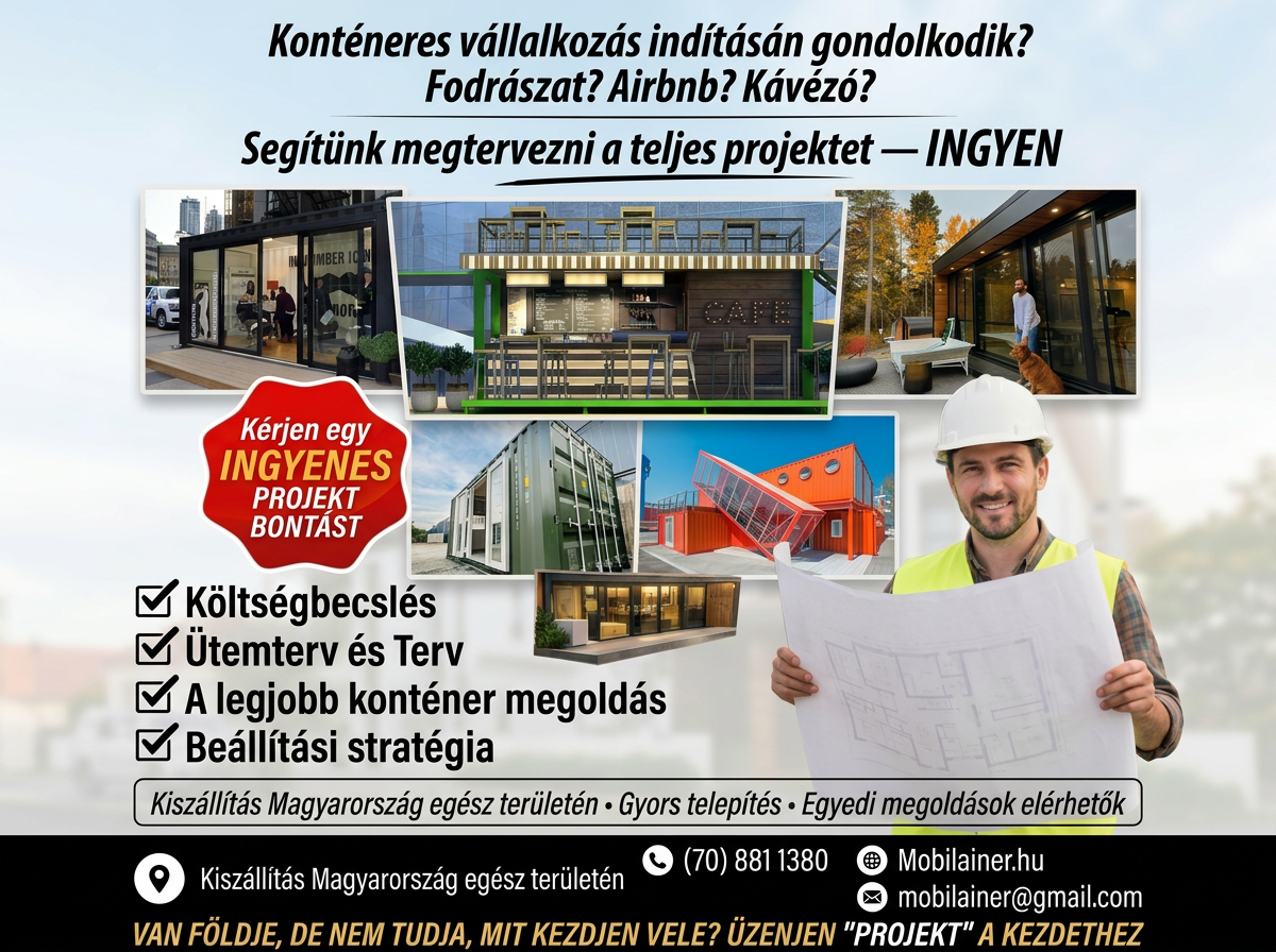 Ingyenes projektbontas konteneres vallalkozas inditasa